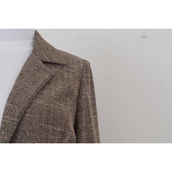 Vintage 90s Tweed Brown Jacket size 12 - Picture 8 of 10